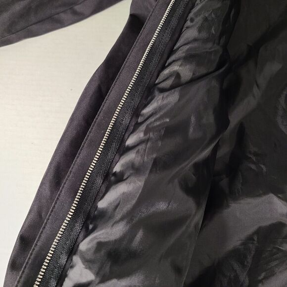 London Fog Woman's Black Over Sized Trench Coat Small Petite Hidden Buttons Fall - Picture 10 of 16